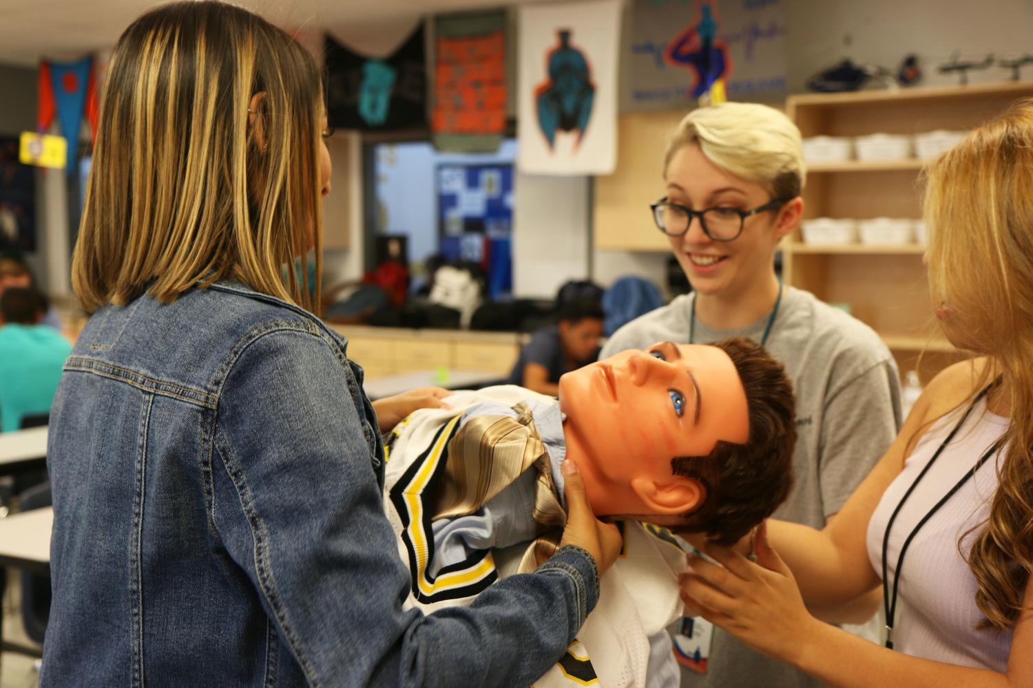 Students in security services participate in a hands-on activity.