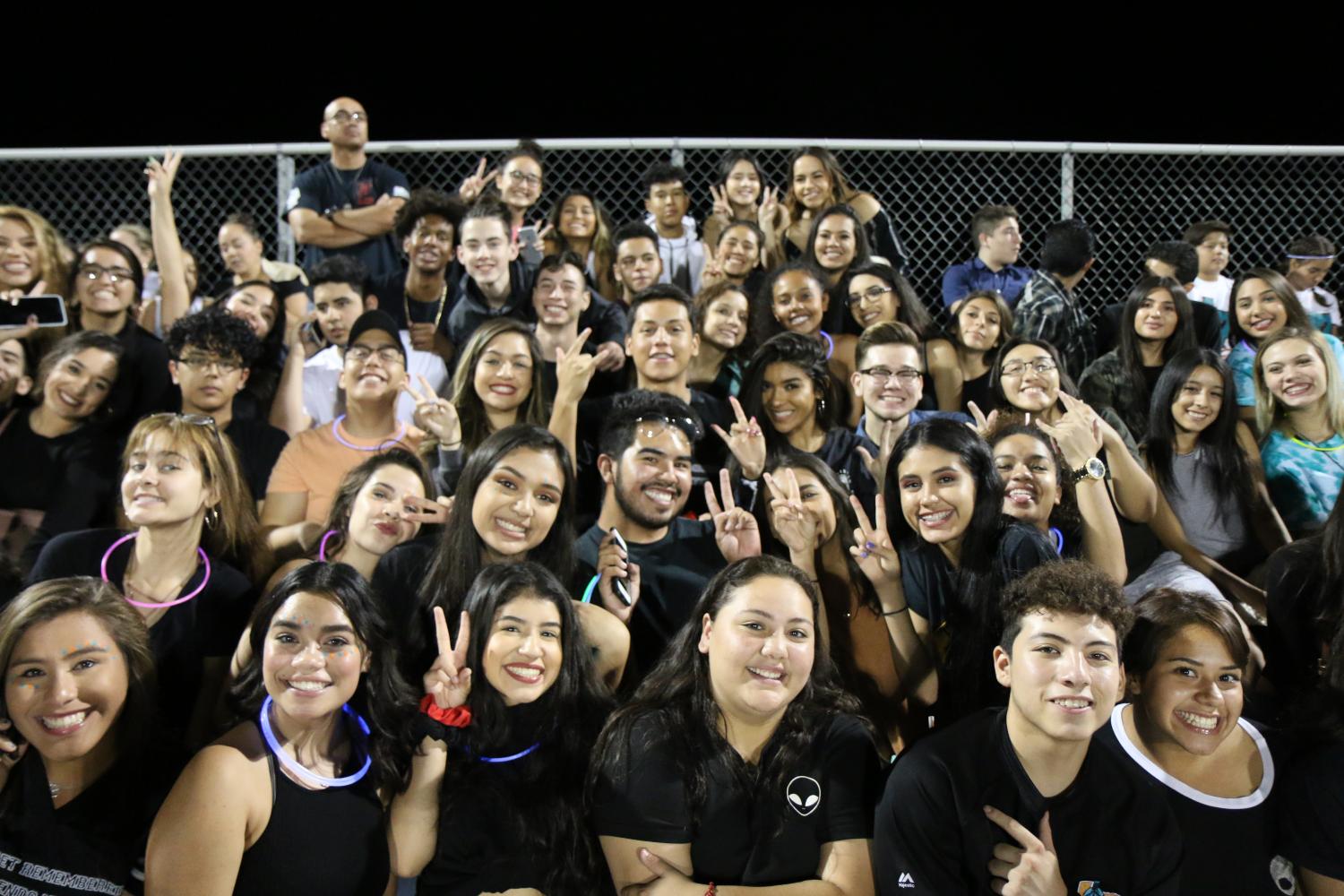 Students attend school event Aug. 19 to see the first official football practice of the season.
