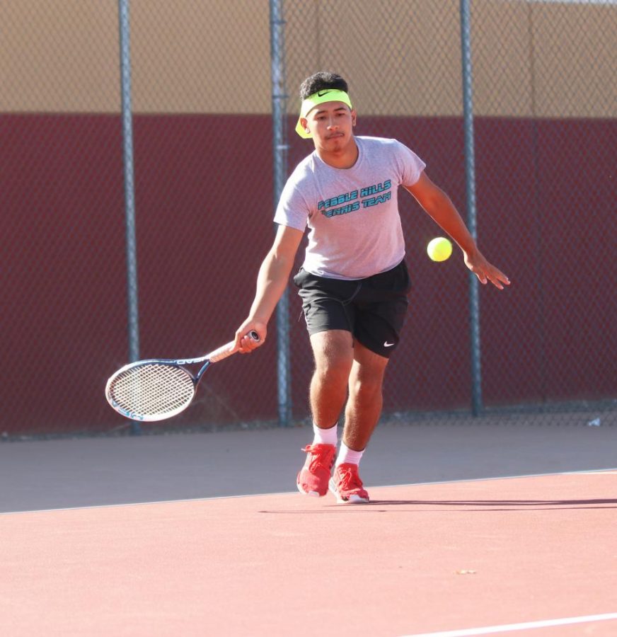 Xavier Ballesteros responds to a serve from his opponent.
