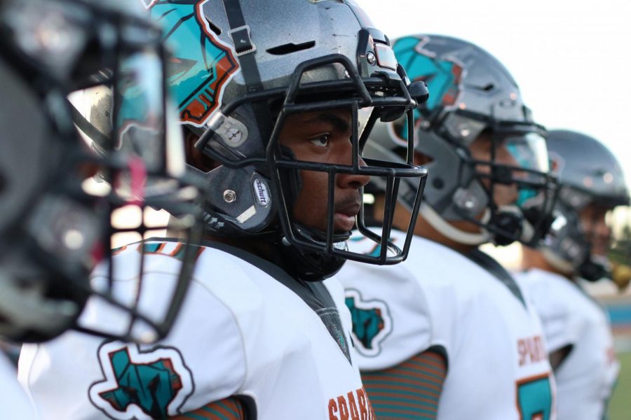 Pebble Hills captains look on the field before the coin toss agains the Chapin Huskies Friday afternoon, Sept. 14 at Tony Shaw Field. The Spartans improved to 3-0 on the season.