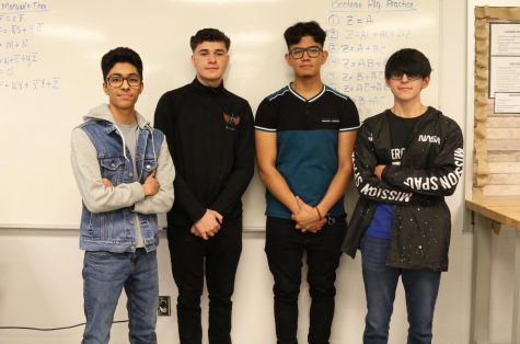 Engineering students, Andrew Morales, Robert Liston, Oscar Palacios and Jose Gonzalez will be competing in the Chevron Design Challenge. Photo by Adriana Soto