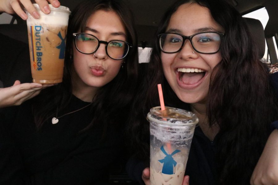 Lisa and Briana with their Dutch Bros coffees on Sept. 20.
